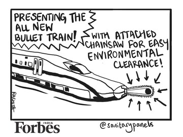 Comic: Mumbai-Ahmedabad bullet train speeds through the mangroves