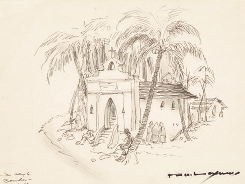 Works by cartoonist RK Laxman at Sotheby's auction