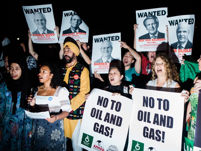 Oil giants mount a defense, under fire from climate activists