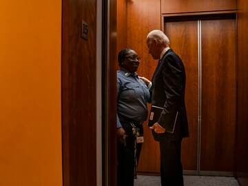 After viral video, security guard helps nominate Joe Biden