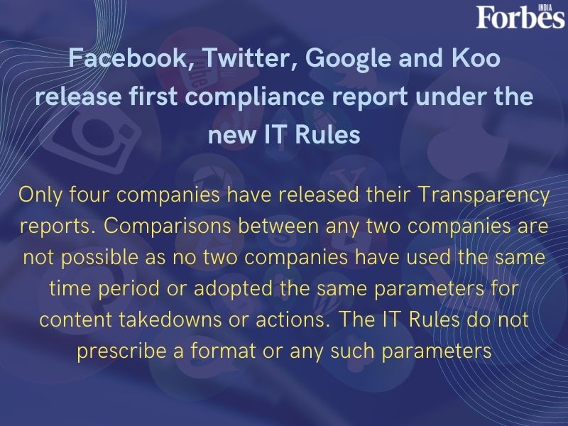 Overview: Facebook, Twitter, Google and Koo file first compliance report under new IT Rules