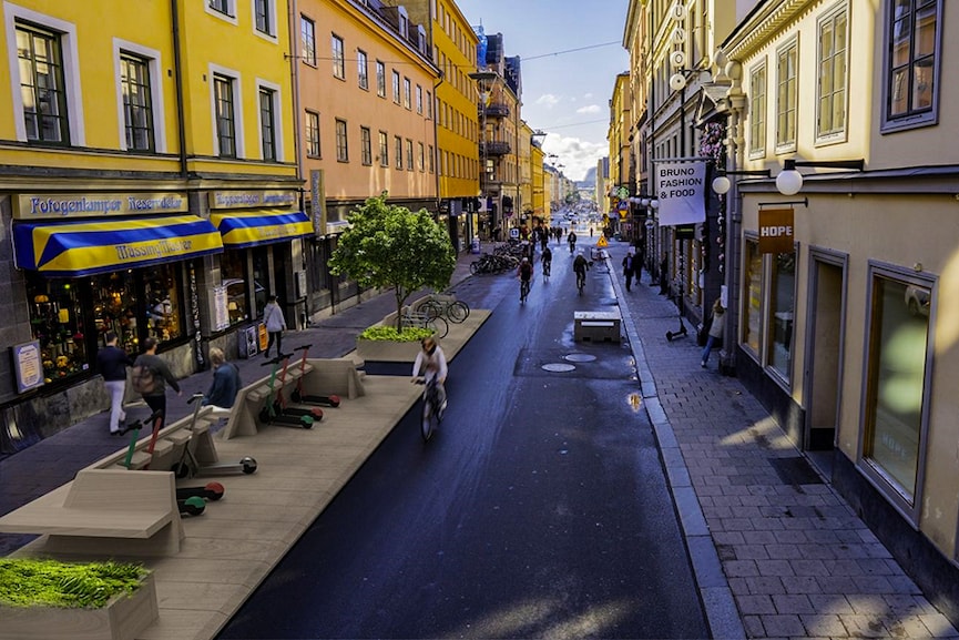 What is the one-minute city concept that Sweden is experimenting with?