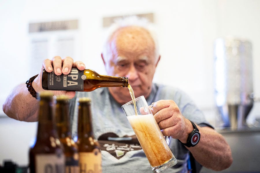 Austrian old folks toast the success of 'Grandma and Grandpa' beer