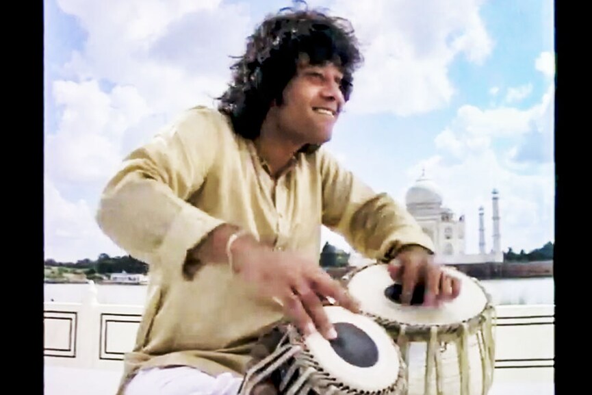 A screenshot of the Taj Mahal tea advertisement featuring Ustad Zakir Hussain