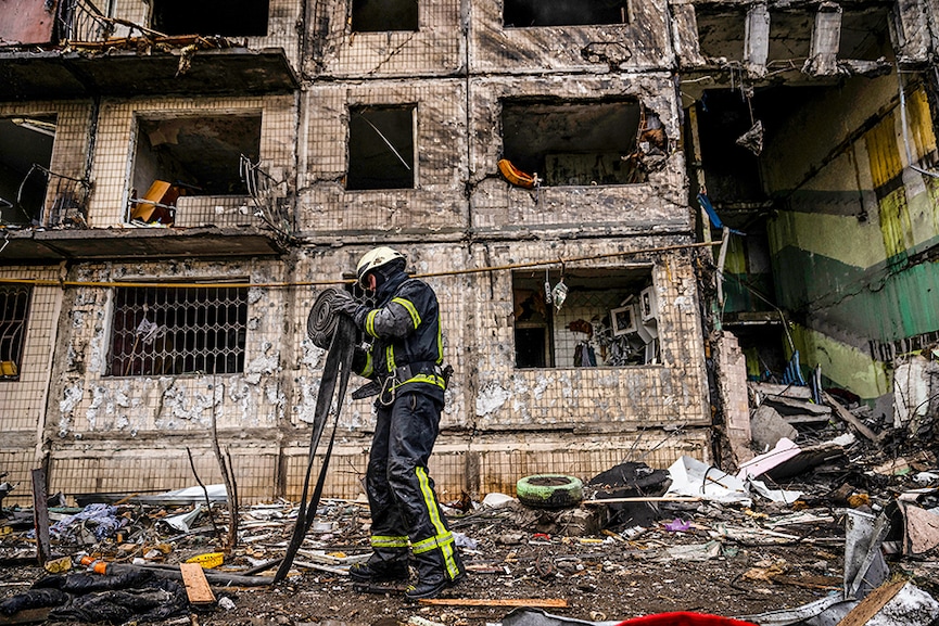 Kyiv's once busy streets lay empty as Russia targets the Ukrainian capital