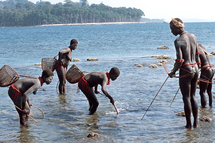 Protected tribes like the Jarawas and Shompen inhabit the Andaman and Nicobar Islands where 1 1/2 lakh Shompen would be displaced from their fragile forest homes by development projects planned in the Greater Nicobar alone.
Image: Thierry Falise/LightRocket via Getty Images