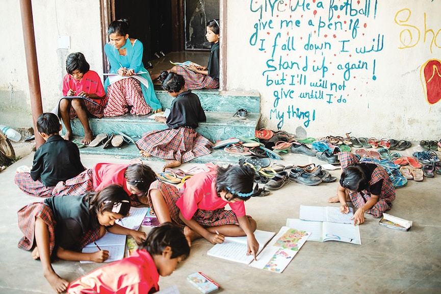 Seema Toppo, assistant teacher at Yuwa school in Jharkhand, had started out playing football,
which helped her to thwart marriage pressures and build a career in academics
Image: Amit Verma