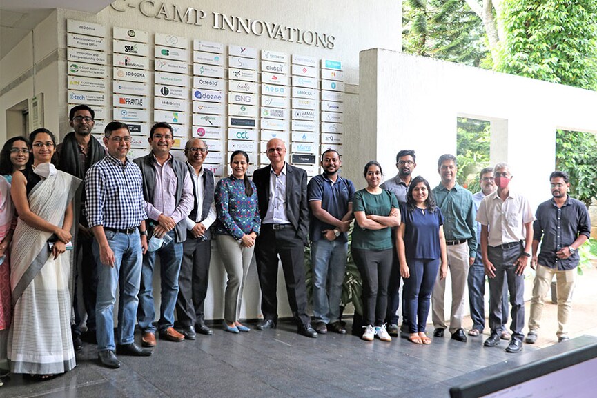 Some of the founders of the startups backed by C-Camp that raised funding this year, at a recent gathering on campus.