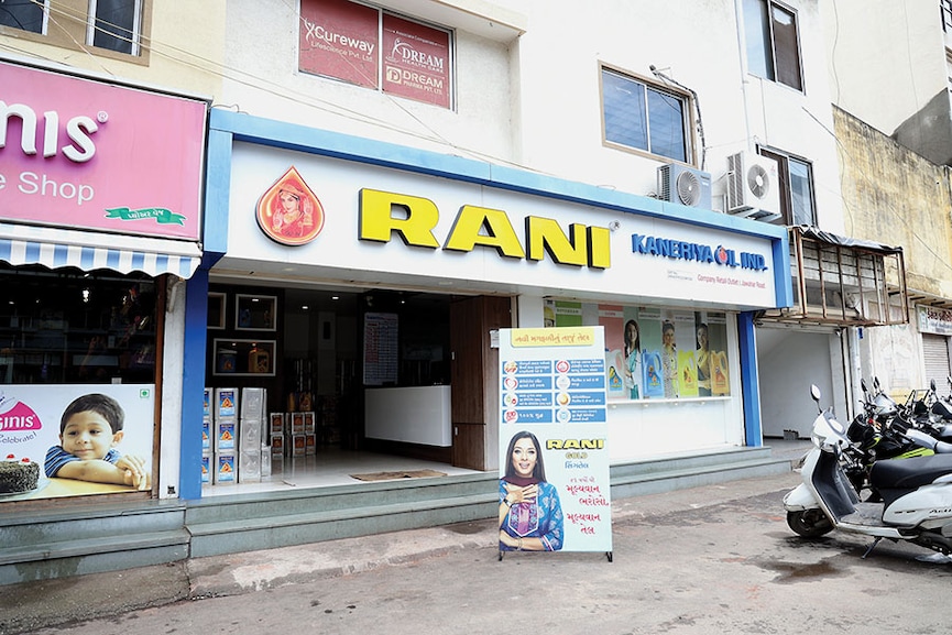 A company-owned retail outlet at Jawahar Road in Rajkot, Gujarat. The Kaneriyas have built a dominant oil empire with Rani