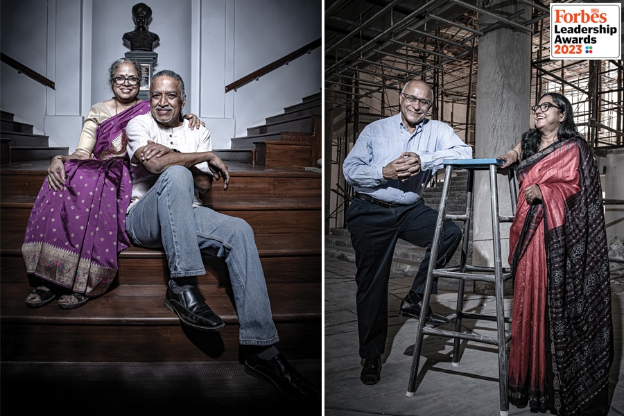 On old school giving: Susmita and Subroto Bagchi, and Radha and NS Parthasarathy