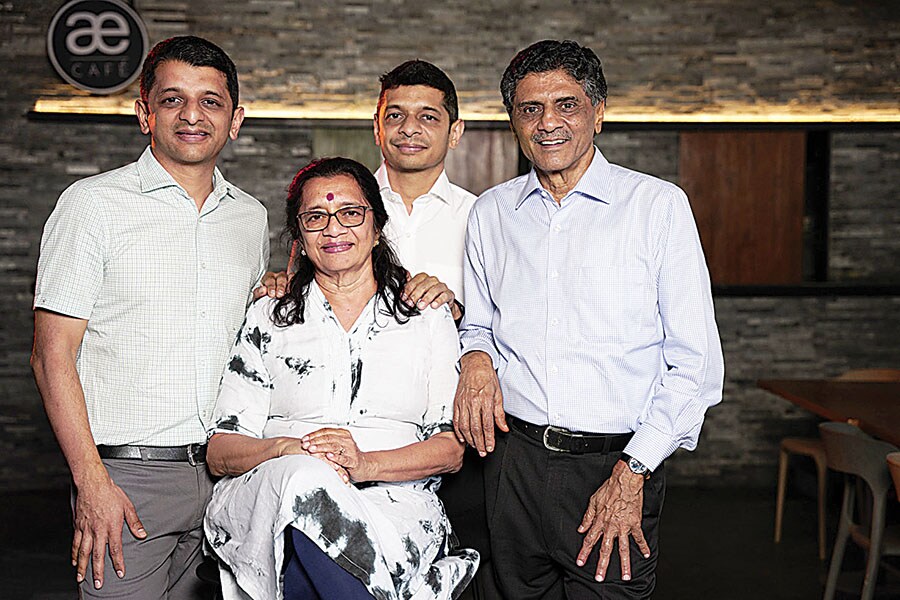 Ashwin Desai (right) started Aether in 2013 with wife Purnima and sons Aman (extreme left) and Rohan Desai as whole-time directors