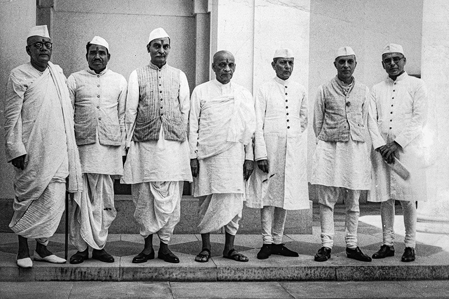 Members of Executive Council of the Interim Government 1946 (from left) Sarat Chandra Bose, Jagjivan Ram, Dr Rajendra Prasad, Sardar Vallabhbhai Patel, Asaf Ali, Pandit Jawaharlal Nehru and Syed Ali Zaheer. Image: Hulton-Deutsch Collection/Corbis/Getty Images