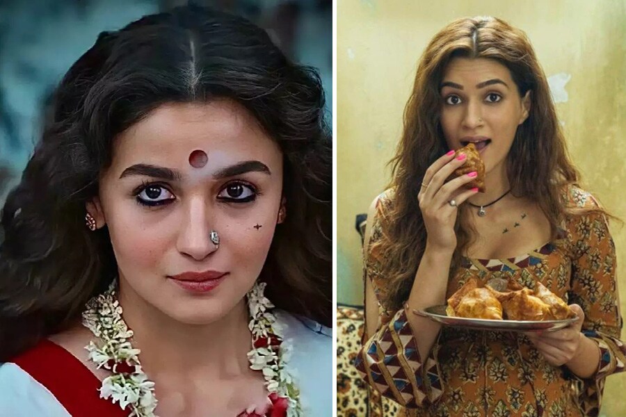 Alia Bhatt in Gangubai Kathiawadi; Kriti Sanon in Mimi 