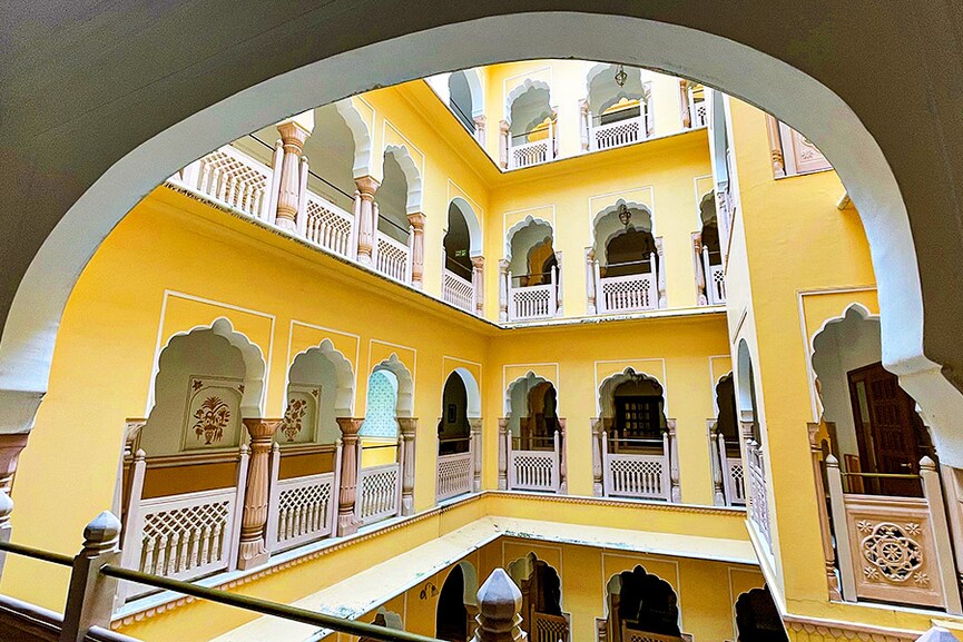 The hanging balconies overlook the central courtyard
Image: Veidehi Gite
