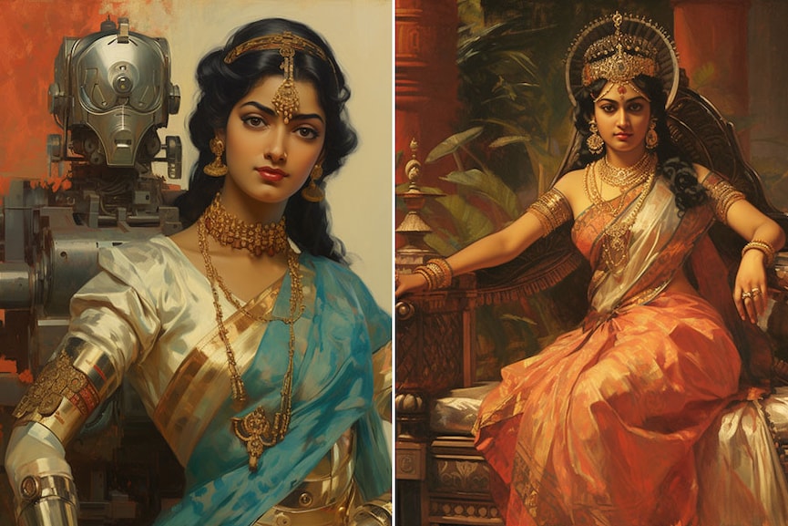 Raja Ravi Varma’s Feast of Wonders AI Art by artist Ari Jayaprakash