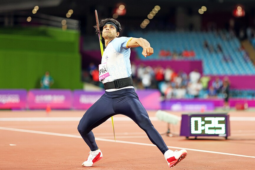  Chopra also won gold at the 2022 Asian Games in Hangzhou, China Image:  Lintao Zhang/Getty Images 