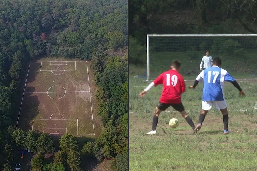 Mexican volcano crater home to 'unique' football pitch