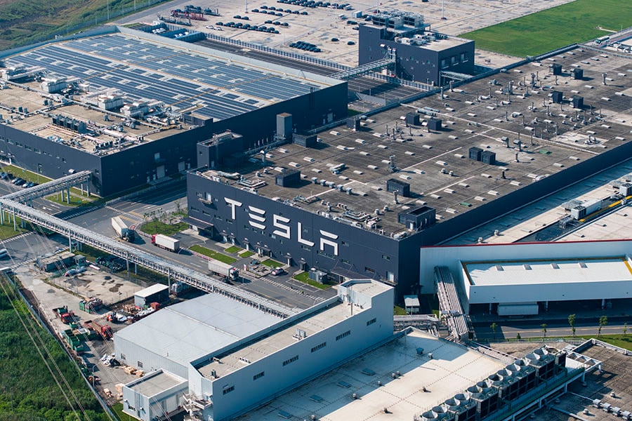 Aerial view of Tesla Shanghai Gigafactory on June 2, 2023 in Shanghai, China. Photo by VCG via Getty Images