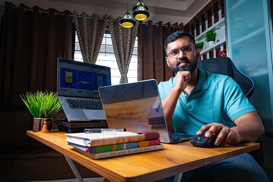 Rohan Bhale, senior iOS developer at Fyusion took up a Post Graduate Diploma in Management (PGDM) in AI and ML on upGrad to upskill himself; Image: Swapnil Sakhare for forbes India