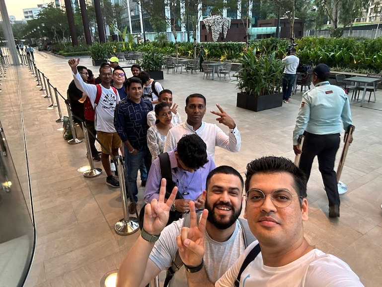 Purav Mehta first in the queue at 6:30 AM on the launch day of Apple's first store in India at Jio World Drive