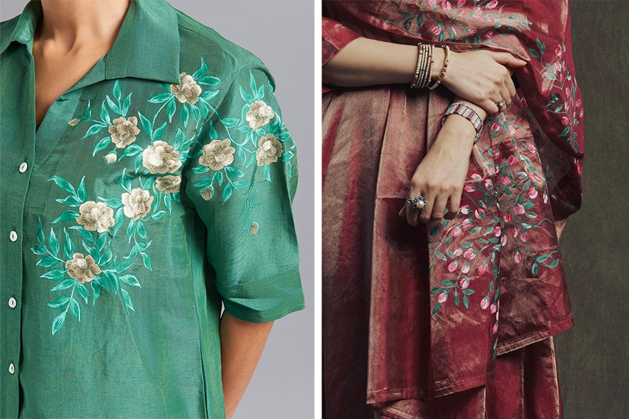 Details of the handpainted garments