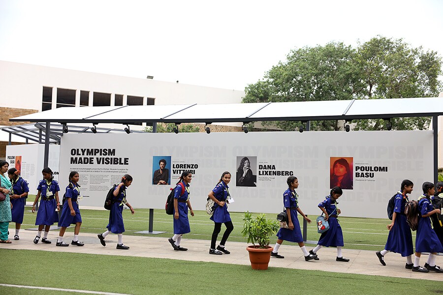 Local schoolkids visit the exhibition at the NCPA
Image:NCPA