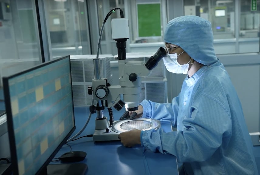 An engineer doing wafer inspection at CDIL's plant in Mohali