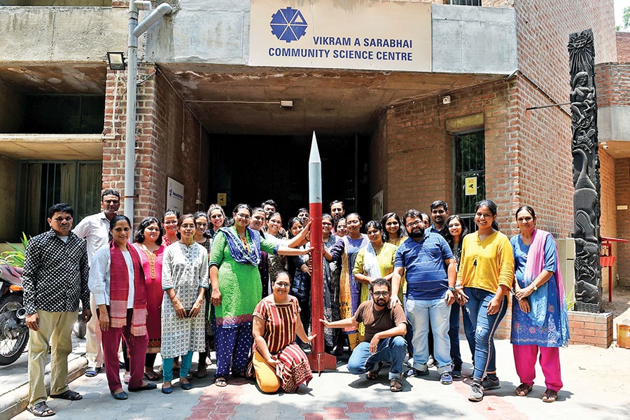 
Staff members of Vikram Sarabhai Community Science Centre in Ahmedabad
Image: Sam Panthaky / AFP