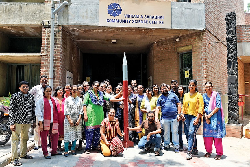 
Staff members of Vikram Sarabhai Community Science Centre in Ahmedabad
Image: Sam Panthaky / AFP