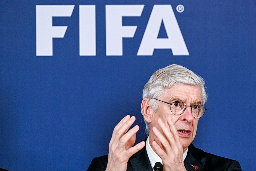  Arsene Wenger, the former Arsenal coach and now Fifa's chief of global football development, speaks at a press conference in Mumbai, during his visit to India to inaugurate the AIFF-Fifa football academy in Odisha.
Image: Indranil Mukherjee / AFP 