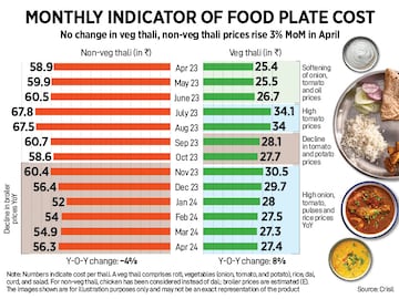 How India Eats: Non-veg thali cost slips, veg gets expensive in April