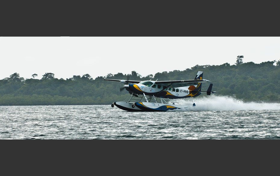 The amphibious Cessna is attached to a float that allows it to land on water. When it comes down on 