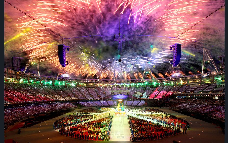 A riot of colours from exploding fireworks brings to an end the London Olympics                