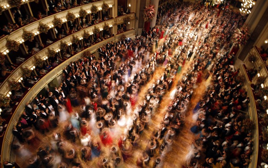 A general view of the state opera as guests dance during the traditional Opernball in Vienna   