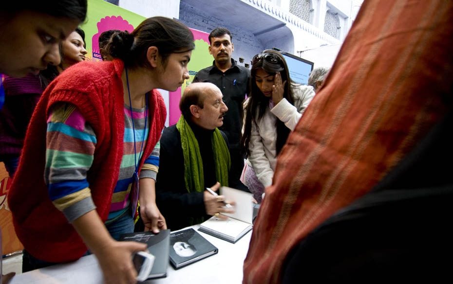 Anupam Kher signs copies of his books for his fans                        