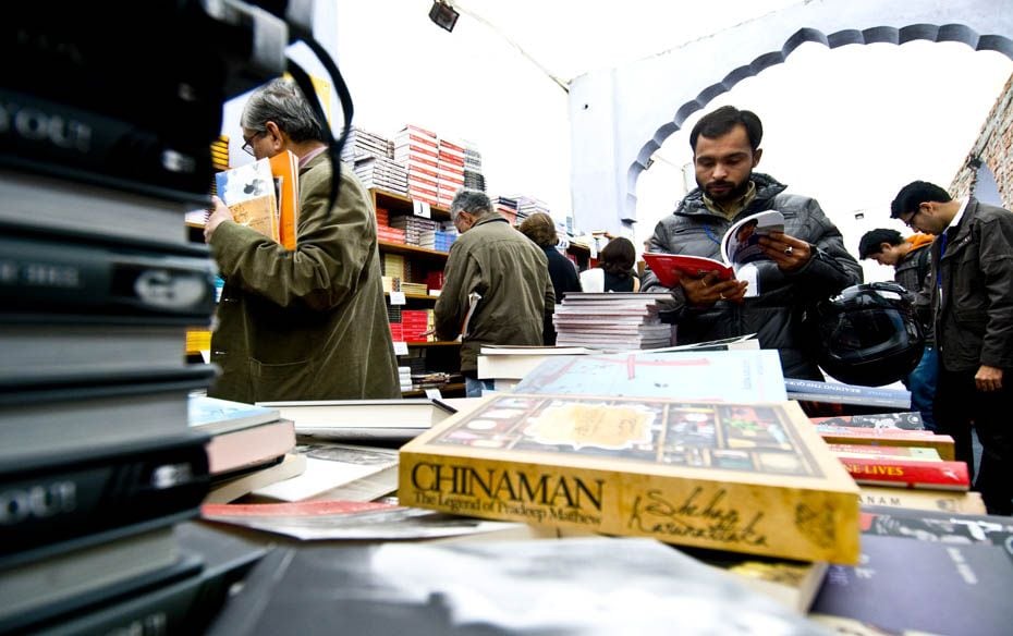 People browse books at a book stall at the Literary Festival                        