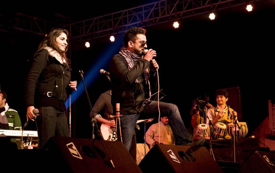 Shruti Pathak and Sanjeev Thomas perform at the Coke Studio music night 