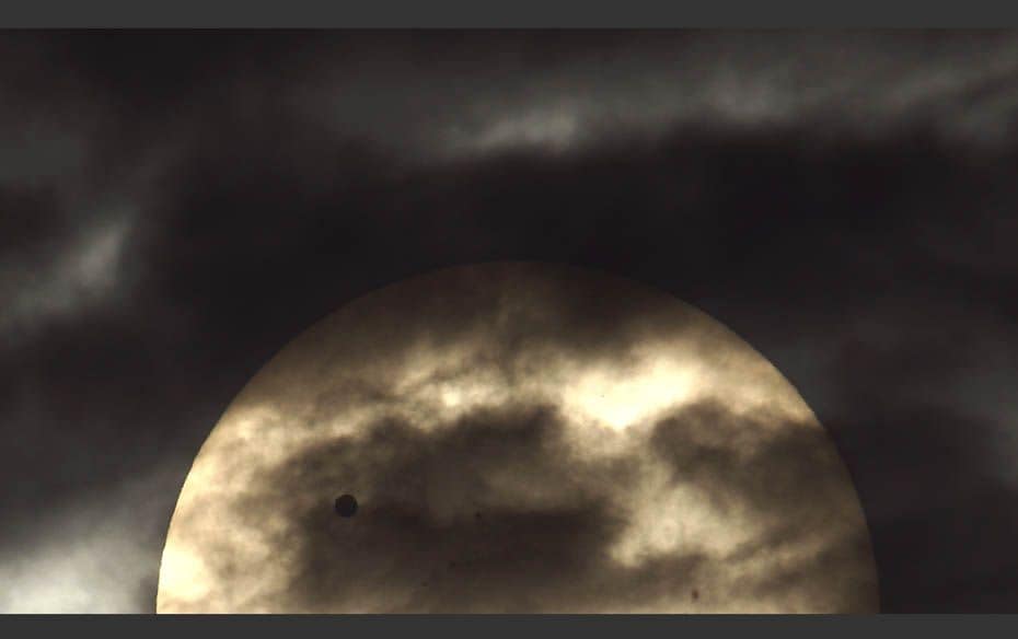 The planet Venus can be seen on its transit of the Sun, from New Delhi June 6, 2012                 