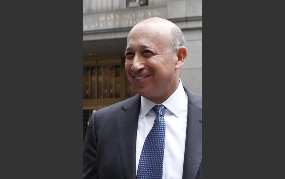 Goldman Sachs Chairman and Chief Executive Lloyd Blankfein smiles as he leaves the Manhattan federal