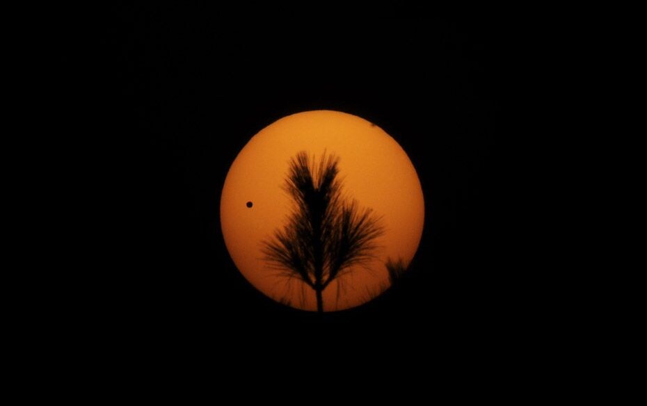 The planet Venus makes its transit across the Sun as seen from Kathmandu                            