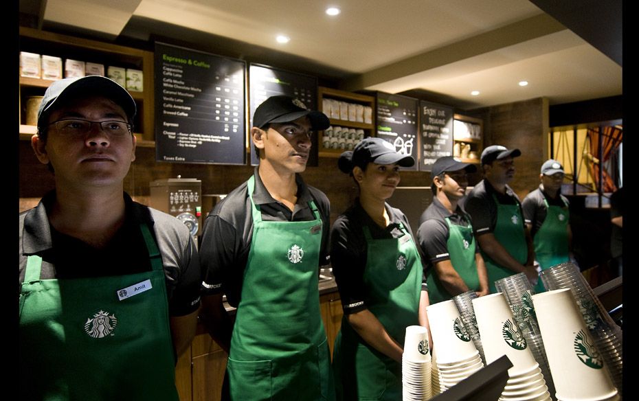 Staff at Starbucks trained by a team of trainers who flew in from around the world. Management at Ta