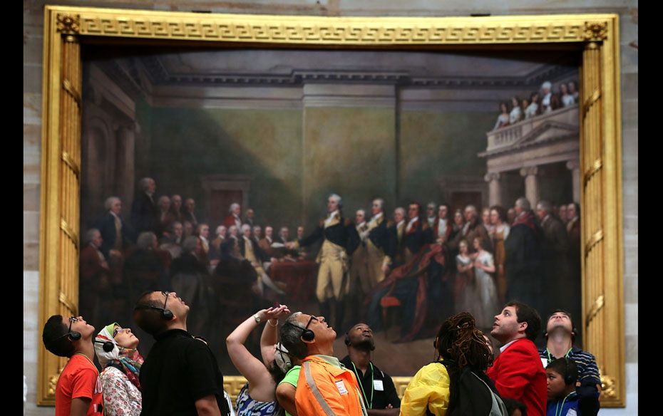 Tourists visit the rotunda of the US Capitol in Washington DC on August 28, 2012. It has been report