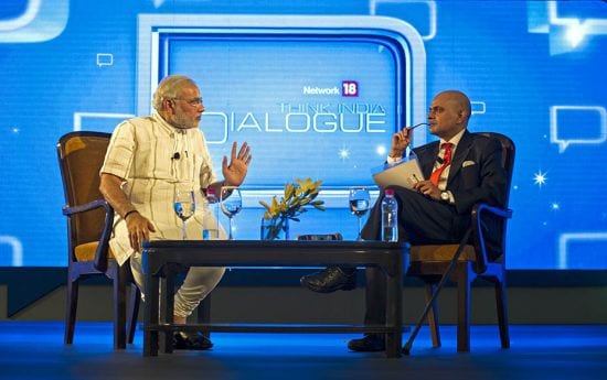 Narendra Modi and Raghav Bahl in conversation about "Why India needs less government and more g