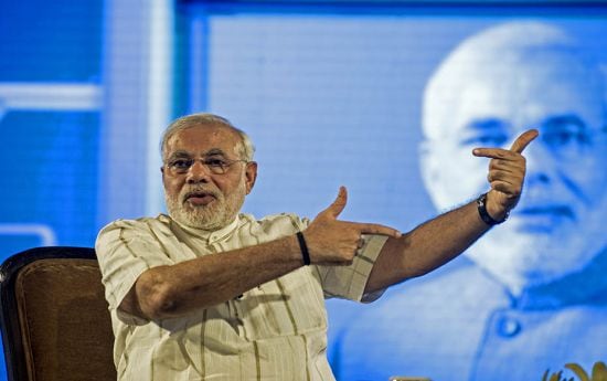 Modi answers a query during the question answer session after his address                        