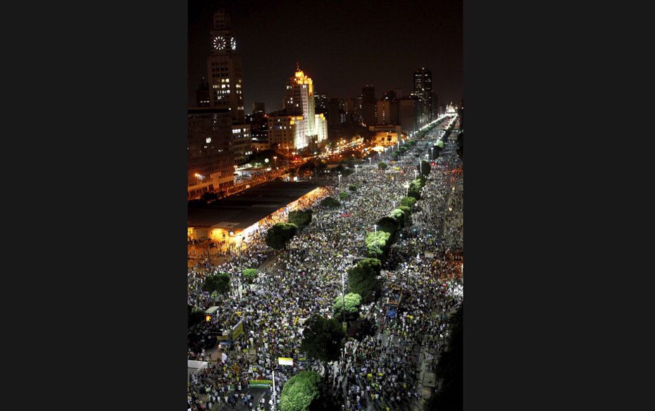 People take to the city centre of Rio de Janeiro, Brazil during&nbsp; protests against rising rates 