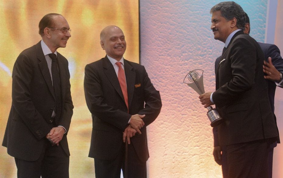 Anand Mahindra, our Entrepreneur for the year 2013 with Adi Godrej, Raghav Bahl                     