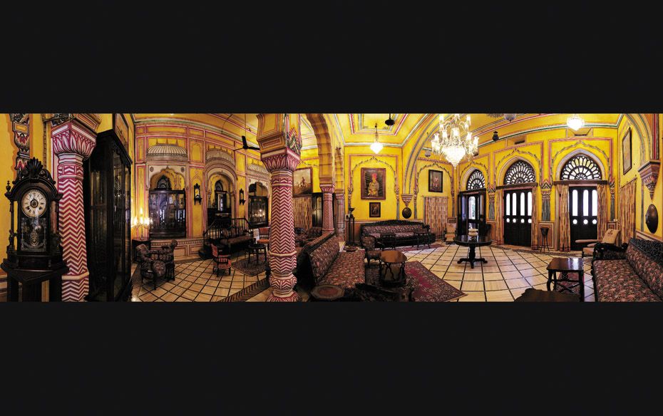 Narain Niwas, Jaipur, Rajasthan: Neoclassical columns adorn the darbar (now a reception area) of Nar