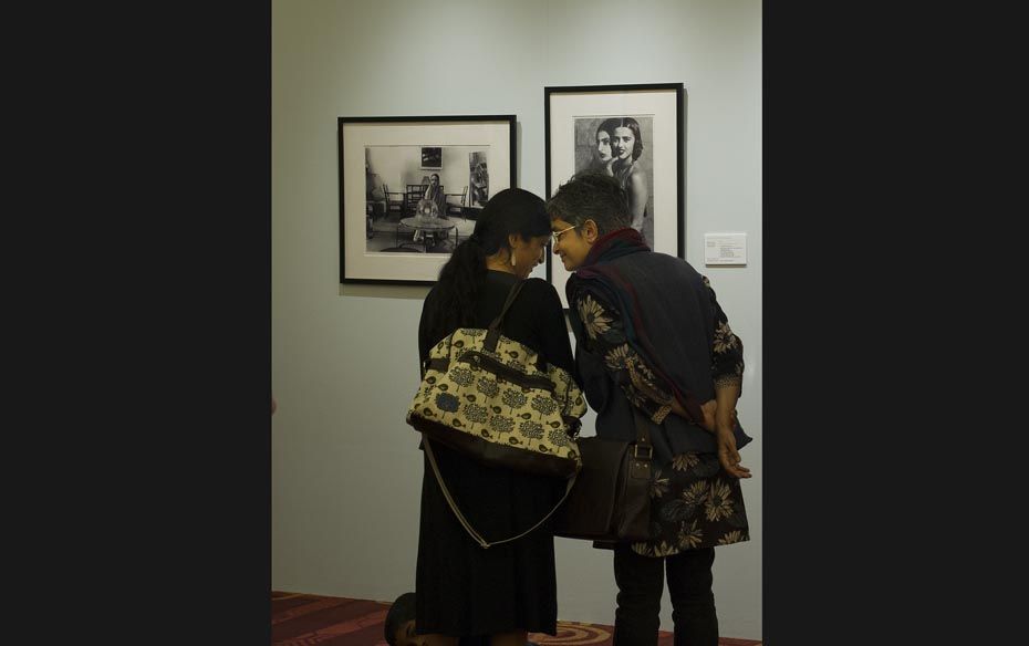 Guests at a viewing of the artworks, organised ahead of the Mumbai auction, at the Taj Mahal Hotel i