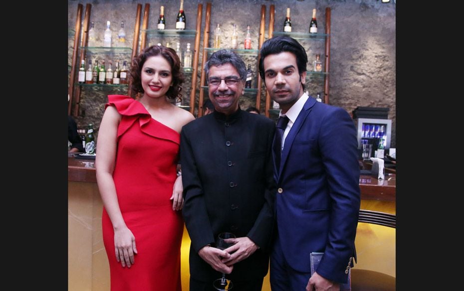 Actor Huma Qureshi with film-maker and critic Khalid Mohammed and actor Rajkummar Rao               