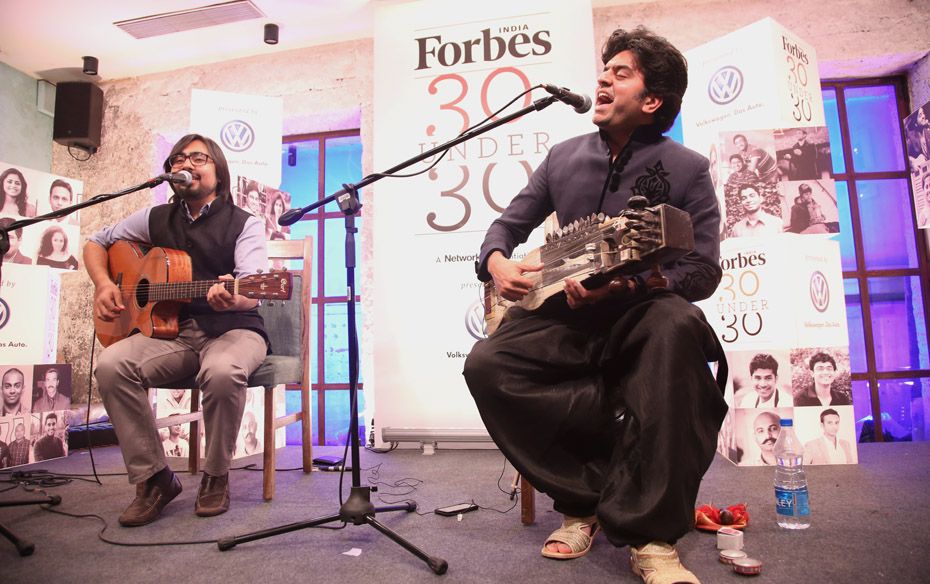 Musician Suhail Yusuf Khan (right) delivered a riveting performance (vocals and sarangi), backed by&